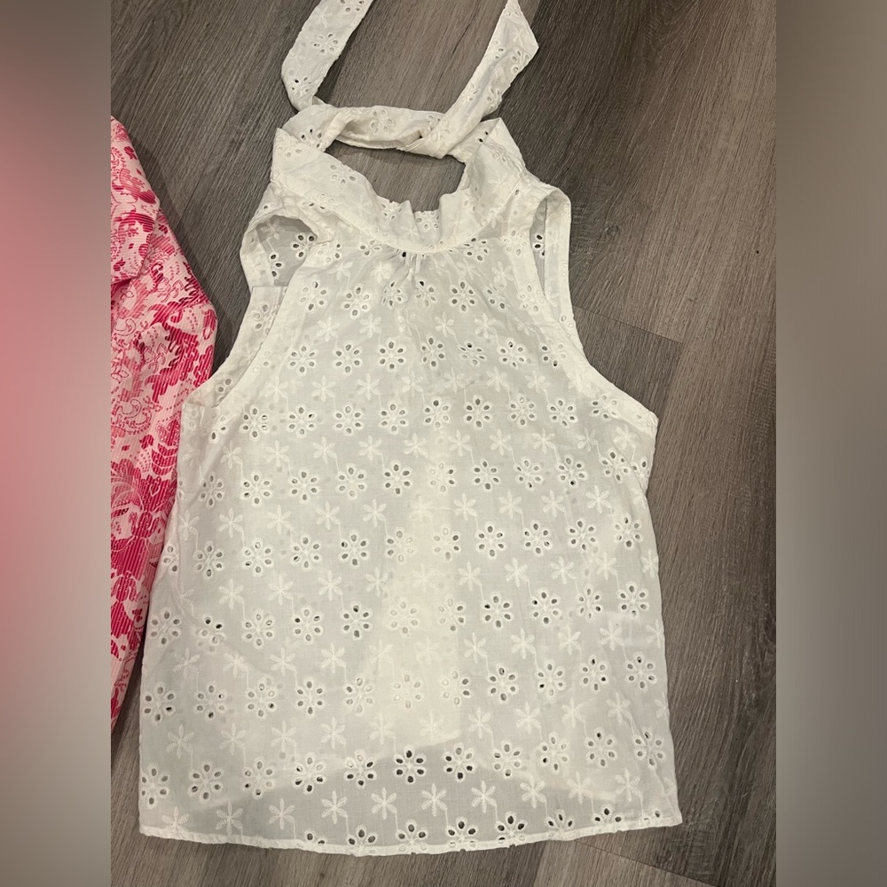 NARACAMICIE Made in Italy women's vintage sleeveless blouse white lace.